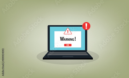 Warning.Spamming attack. Email fraud alert concept. stock illustration
