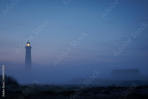 lighthouse skagen fyr at night in jutland denmark