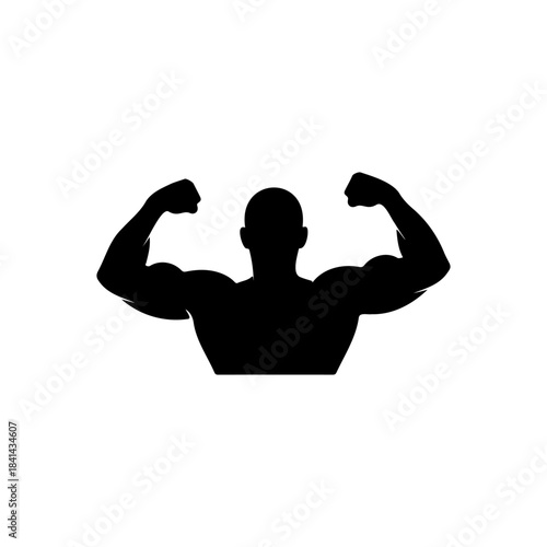Muscle silhouette vector flat design on white background.