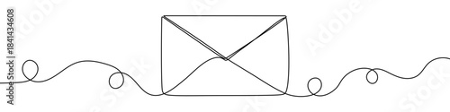 Continuous one line drawing of a closed postal envelope. Editable black stroke on a white background. Vector illustration.