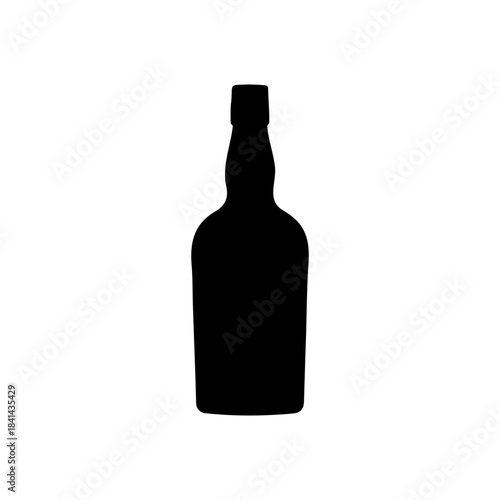 Whisky bottle silhouette vector flat design on white background.