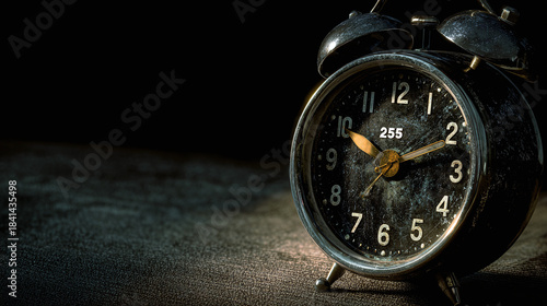 An old alarm clock, the passing of time, an anticipation