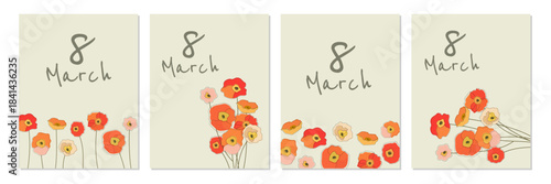 A delicate greeting card for March 8th with floral design and a springtime feel. Perfect for greetings, gifts, and seasonal design.