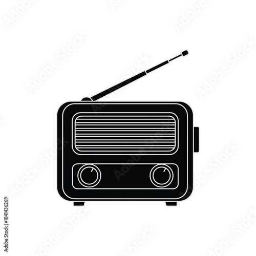 Black and white music icons and equipment illustrations