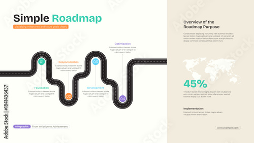 Modern Simple Roadmap Infographic Template for Business Strategy Timeline and Project Planning Vector Illustration