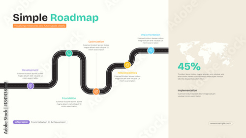 Modern Roadmap Infographic with Timeline Path for Business Planning and Development Steps