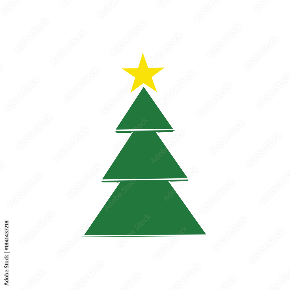 Obraz premium Simple Three-Layer Christmas Tree Illustration