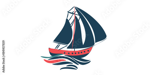 sailing ship in dynamic ocean waves artwork