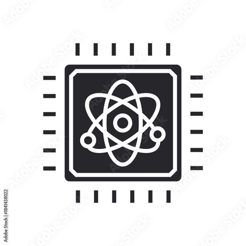quantum computing icon icons outline and Flat Style,transparent background