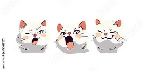 group of tiny kittens expressing feelings design