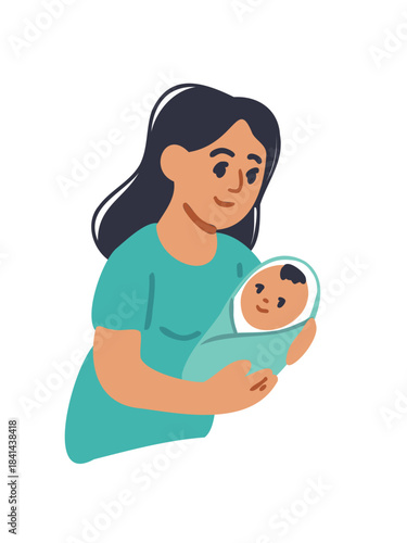 obstetrician holding newborn baby illustration