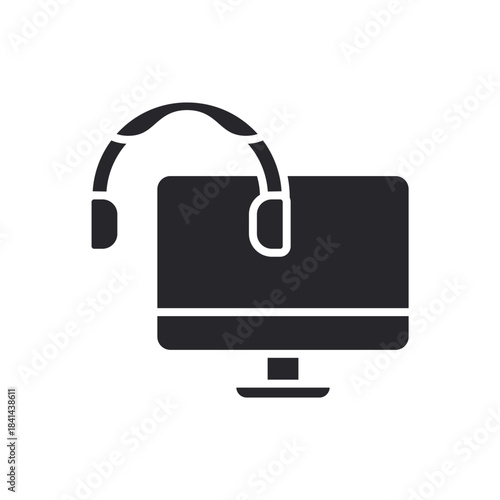 virtual assistant icons outline and Flat Style,transparent background