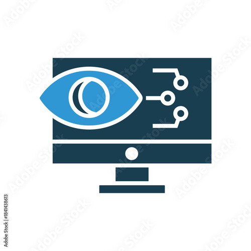computer vision icons outline and Flat Style,transparent background