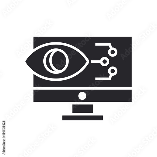 computer vision icons outline and Flat Style,transparent background
