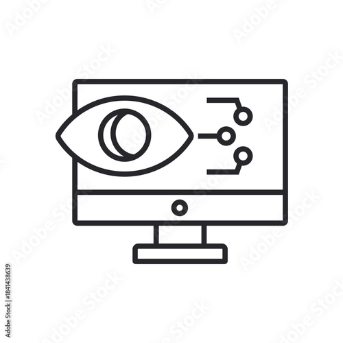 computer vision icons outline and Flat Style,transparent background