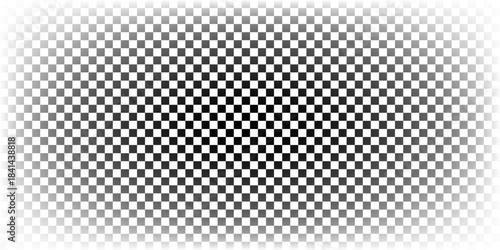 Chess board optical visual illusion, checkerboard banner template. Small black and white checker squares, vector abstract background. Vector ilustration, Eps10