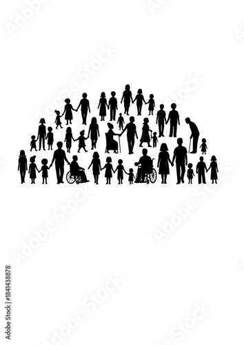 Naïve Design Diverse People Silhouette: Imperfect and Inclusive Community Vector