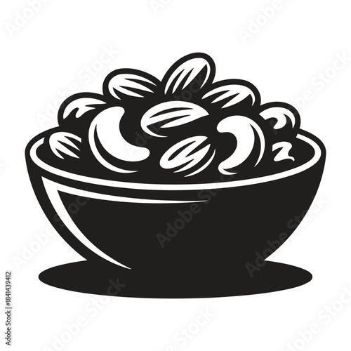 bowl nuts almond cashew snack healthy food illustration vector