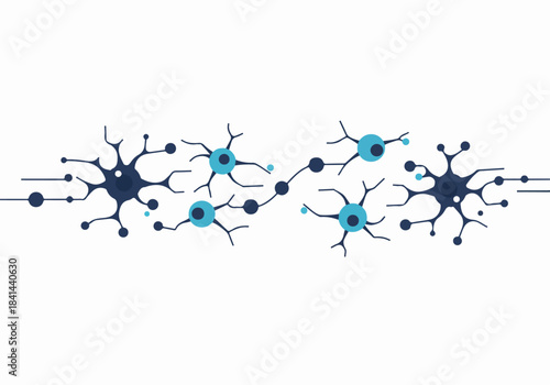 Abstract neural network illustration depicting brain connectivity and information flow, suitable for science and technology