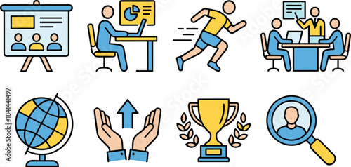 Business teamwork, office productivity, global strategy, achievement, recruitment, support, physical activity, data analysis, meeting, leadership, 