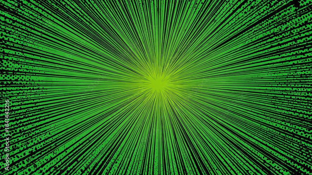 Obraz premium Abstract digital green light burst background with lines resembling computer code