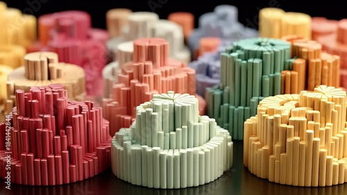 Colorful Abstract 3D Structures Displaying Architectural and Artistic Design.