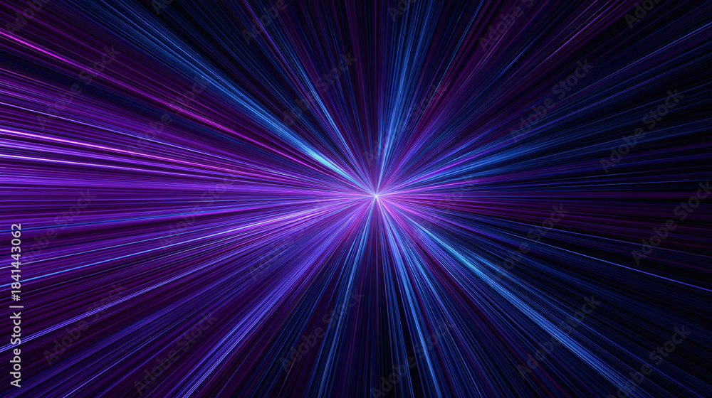 Obraz premium Abstract purple and blue light burst emanating from a central point, creating a mesmerizing display