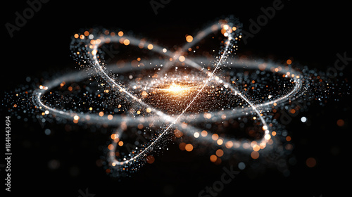 A stunning visual representation of an atom, with electrons orbiting a central nucleus
