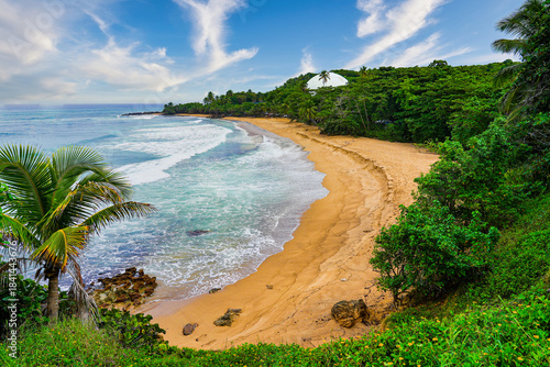 Domes Beach and abandoned nuclear reactor dome of Boqueron on the west coast of Puerto Rico in the Caribbean Sea