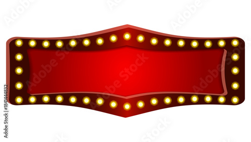 Retro advertising sign red marquee banner with light bulbs board