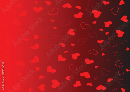 Valentines day background banner - abstract panorama background with red hearts - concept love