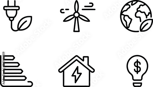 Eco energy and green power icons isolated on