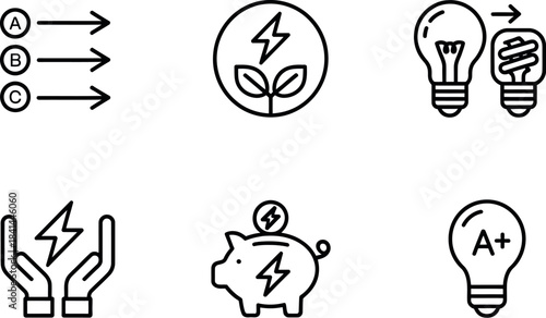 Energy saving icon set isolated on