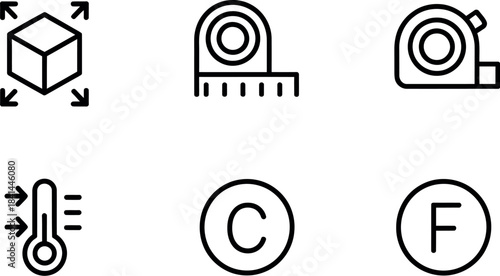 Measurement icon set isolated on