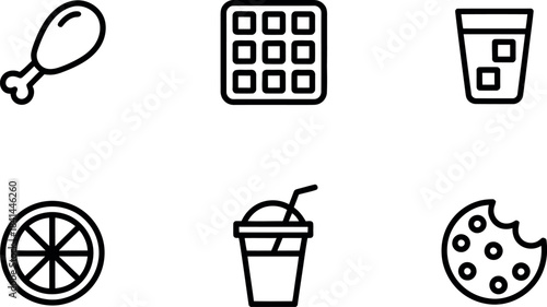 Set of food icons isolated on