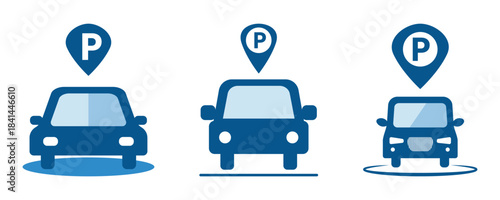 Parking icons set with symbols for various vehicle services