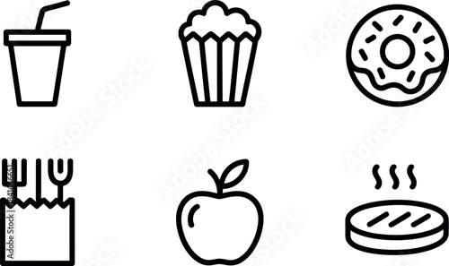 Food and drink icon set isolated on