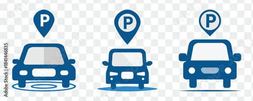 Parking sign icon set simple design.