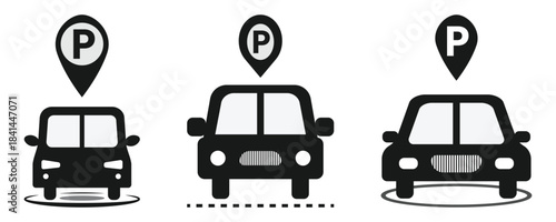 Parking sign icon set simple design.