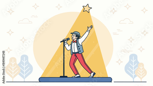 Actor Performing Solo On Stage with Spotlight