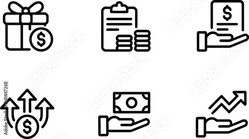 Set of money icons isolated on