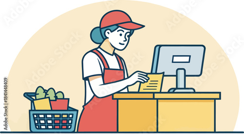 Cashier Scanning Item at Retail Checkout