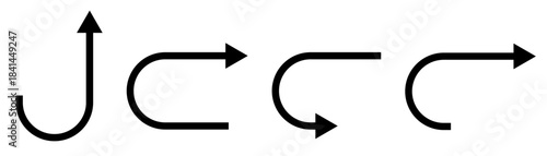 シンプルな急カーブの矢印セット