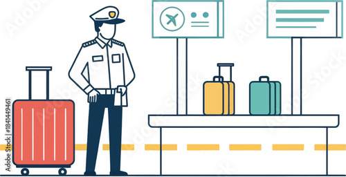 Customs Officer Checking Luggage Icon