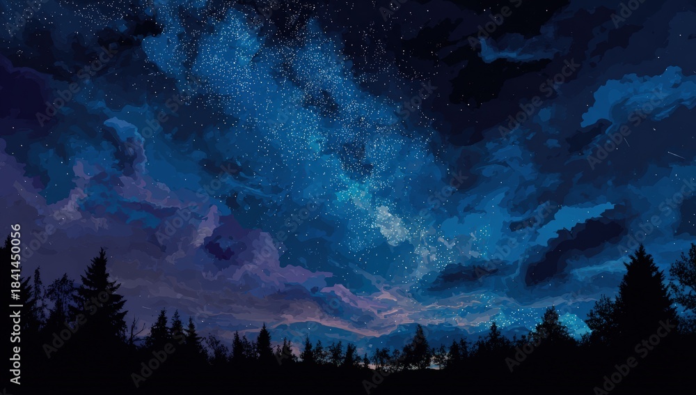 Fototapeta premium Night sky over a forest