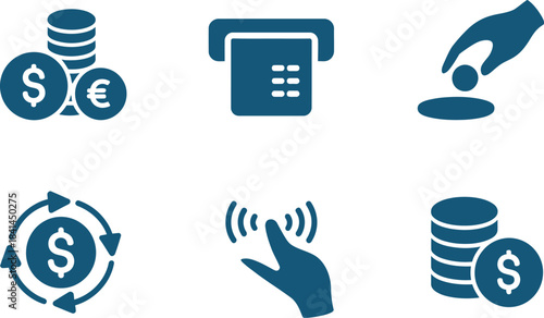 Set of money and payment icons isolated on