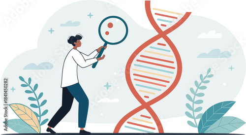 Geneticist Studying DNA Strand Icon