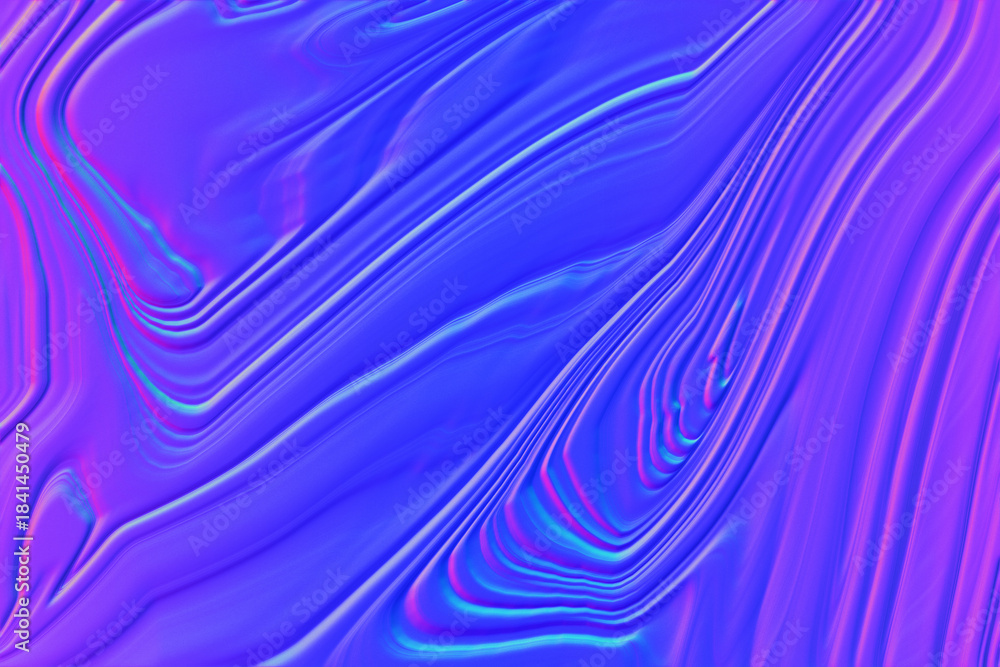 Fototapeta premium Extremely vibrant normal map texture with blue and purple fluid lines. Ideal for 3D modeling, gaming, and cutting-edge digital art.