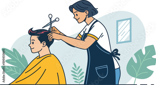 Hair Stylist Icon Cutting Client Hair