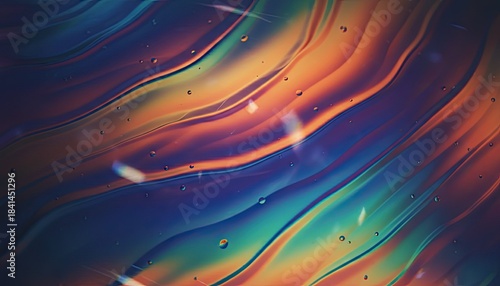 Abstract Liquid Art with Swirling Waves of Warm and Cool Colors Illuminated by Soft Light